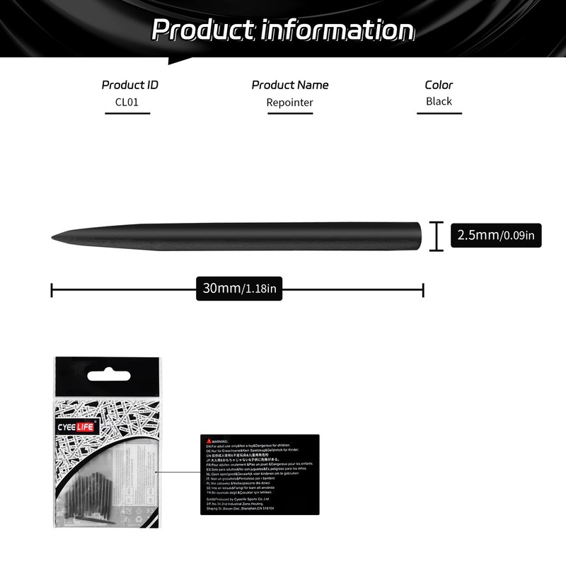 CyeeLife Replacement Steel Dart Points,Length 30mm,15 piece set,Dart accessories,Black