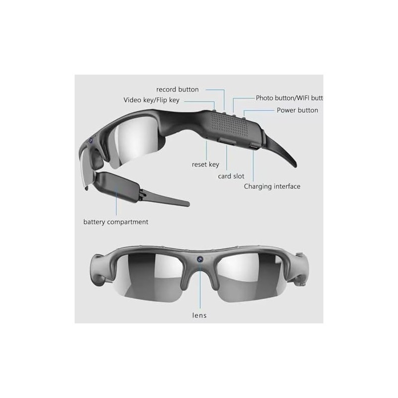Tangxi Gafas de Cámara de 1080p, 2.4 G de Gafas