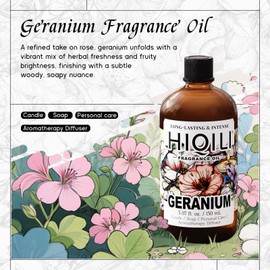 HIQILI Fragrance Oil for DIY Use - Soap & Candle Making, Perfect for Room Spray - 30ml (5.07 Fl Oz, Geranium)