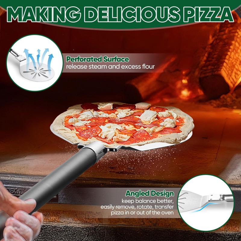 HaSteeL Pizza Peel, 9-Inch Pizza Turning Peel, Pizza Turner for
