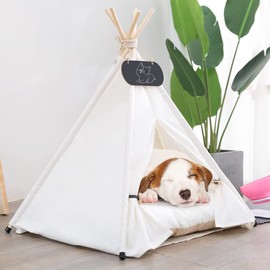 Mooipet Pet Teepee Tent for Dogs & Cats Dog Bed with Thick Cushion Puppies Play House Removable and Washable