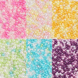 Samcos Resin Pearl Pearl Beads Set of 6 Colors, No Holes, Accessory Parts, Resin Sealed, Nail Parts, Parts, Materials, Rainbow, Deco Parts, DIY, Craft Supplies, Approx. 2.5 oz (70 g)