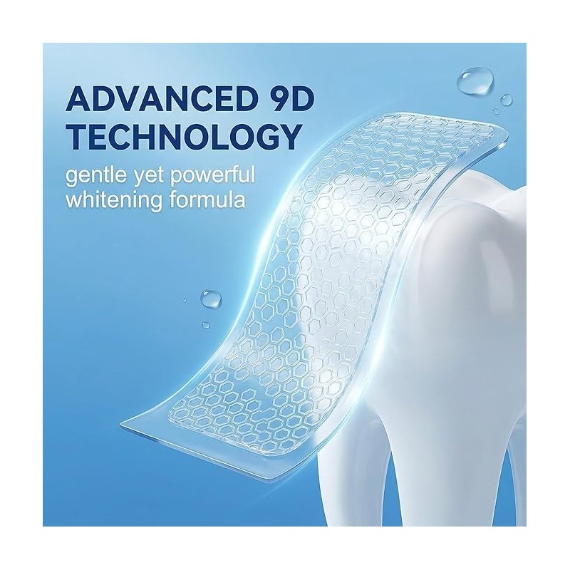28PCS Tiras Blanqueadoras Dentales 9D, Teeth Whitening strips Anti-Deslizantes, Sabor