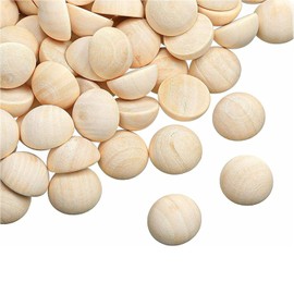 100pcs Half Wood Balls Unfinished Natural Half Ball Split Wood Balls for DIY Projects and Craft Supplies (15mm)