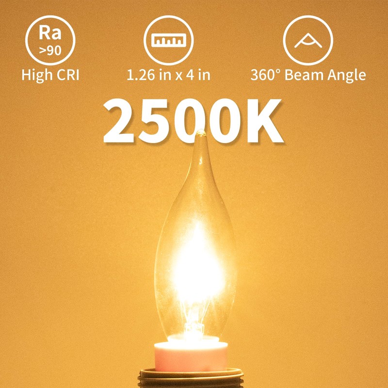 COLWATT 12-Pack E12 Candle Light Bulbs 40W Warm White 2500K,