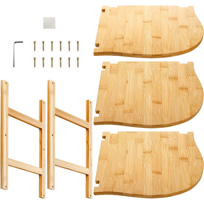Goaste 3-Tier Bamboo Corner Shelf, Kitchen Countertop Storage Organizer, Cabinet