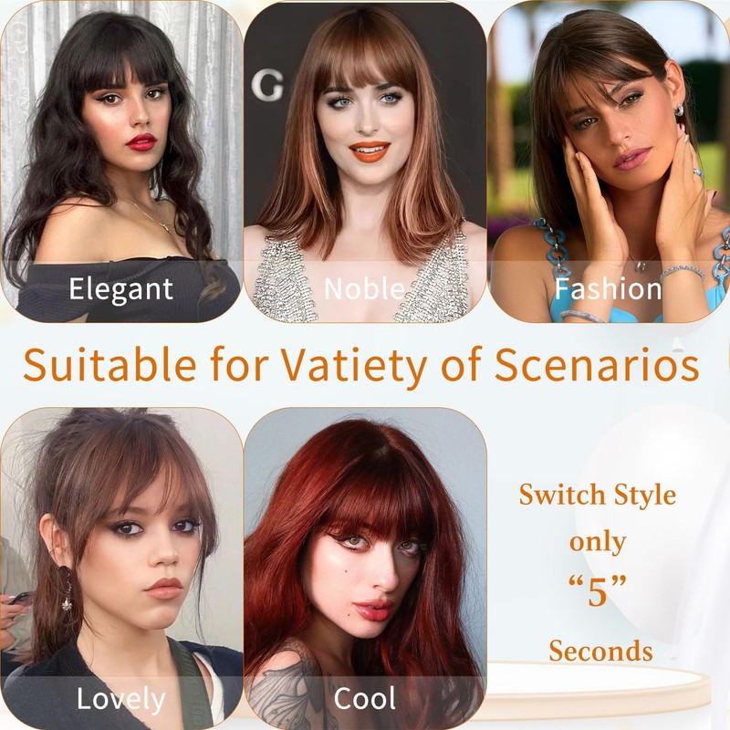 Leelebamo Clip in Bangs 100% Real Human Hair, Fake Bangs