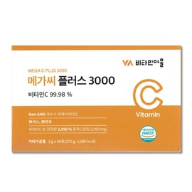 Vitamin Village Mega C Plus 3000 3g x 90 packs (2) JJ Mall / 비타민마을 메가씨 플러스 3000 3g x 90포 2개 JJ몰