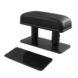 Suvnie Car Elbow Support Pad, Adjustable Height Armrest Rest Pad for Auto Door, General PU Leather Automotive Central and Side Booster Pad for All Seasons, Universal Car Accessories (Black)