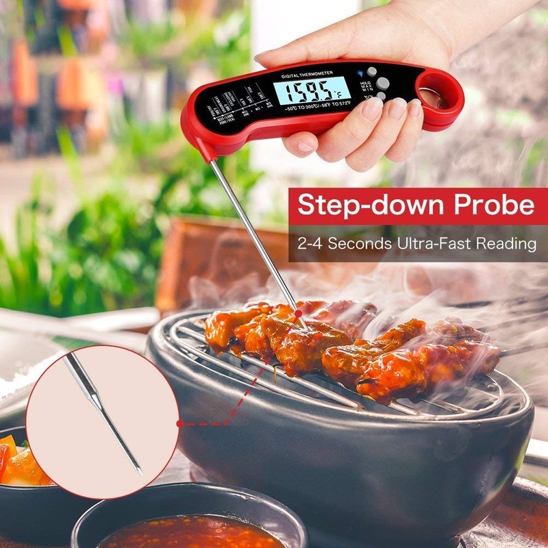Cooking Thermometer,IP67 Waterproof Digital Meat Thermometer with Backlight, Calibration &