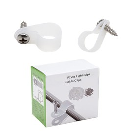 100 Pack 1/2 inch Rope Light P-Style Mounting Clips with Stainless Steel Screws, Cable Clip Wire Clamp for Wire Management…