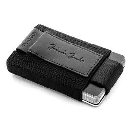 JAIMIE JACOBS Nano Boy Mini Wallet, Textile Mini Wallet, Small & Slim Wallet with Pull Tab Card Holder, Mini Wallet & Card Holder for Men and Women Leather, black