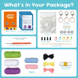 Crochet Kit for Beginners, Knitting Kit for Kids Adult, Animals Crochet Kits for Starters with Step-by-Step Video Tutorials and Yarns, Hook, Accessories (Frog, Owl, Rabbit)