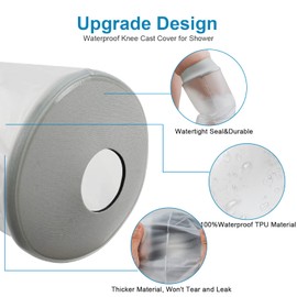 Divvsck Waterproof Knee Cast Cover for Shower,Watertight Cast Bag Covers- Shower Protector for Knee Replacement Surgery, Wound, Burns Reusable