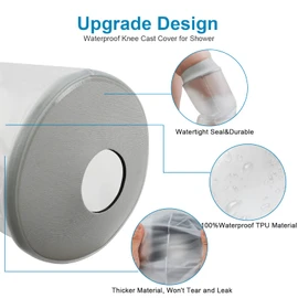 Divvsck Waterproof Knee Cast Cover for Shower,Watertight Cast Bag Covers- Shower Protector for Knee Replacement Surgery, Wound, Burns Reusable