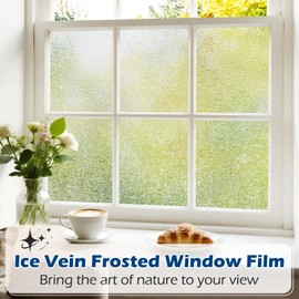 Borskyn Frosted Glass Window Film, Privacy Window Cling UV Blocking, Non Adhesive Static Cling Coverings Film Decorative for Home Office, 17.5 x 78.7 Inches