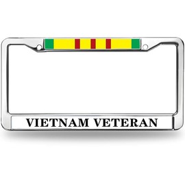 US Army Vietnam Veteran Slim Design Car Licence Plate Covers,Vietnam Veteran US Army Stainless Steel Black License Plate Frame for Standard Size US Car