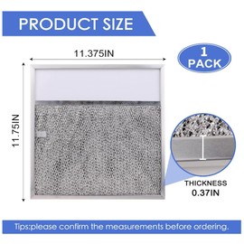 Range hood Filter Aluminum Filter with Light Lens 11-1/2 X 11-3/4 X 3/8 Thickened aluminum frame for Broan R610045, R610050, SR610045, Estate 883093, 883103, 883149, 1017892, 14210156, and more 1 Pcs