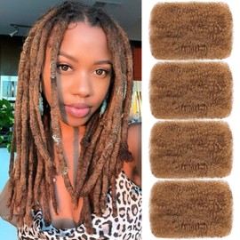 Afro Kinky Bulk 100% Human Hair 8inch 120g/Pack Afro Kinky Curly Bulk Bundles Hair for Making/Repair Locs, Dreadlocks Braiding Hair Extensions（honey Blond#，8 Inch）