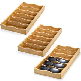 SOUJOY 3 Pack Bamboo Sunglasses Organizer Tray, 6 Slot Eyeglasses Display Case, Stackable Eyewear Storage Case for Sunglasses, Fashion Eye Wear, Protective Glasses