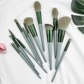 Makeup Brush, Set of 13, Makeup Brush Set, Cosmetic Brush, Soft, Suitable for Sensitive Skin, Large amount of Hairs, Contains Plenty of Powder, Premium Fiber Bristles, Portable, Convenient Makeup Tool