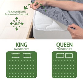 Grounding Sheets Queen Size 60x80x13.5 Inches - 95% Organic Cotton 5% Silver, Gray Grounded Bed Sheets Queen Size for Overall Improved Wellbeing, with 15 ft Grounding Cord