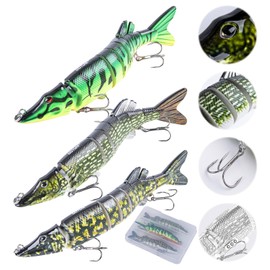 Goture Artificial Bait Pike, Gliding Bait, Jointed Pike Bait, Topwater Fishing Lure for Segment Swimming Bait, Lifelike Fishing Lure Set Fish Bait for Zander, Perch, Trout, Wobbler, Swimbait