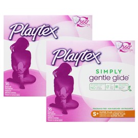 Playtex Gentle Glide Tampons with Triple Layer Protection, Super Plus, Unscented - 36 Count (Pack of 2)
