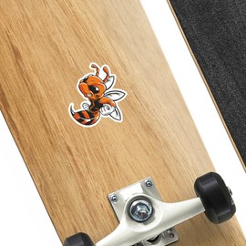 2 x 10cm Angry Wasp Vinyl Stickers - Hornet Bee Cartoon Sticker #70596