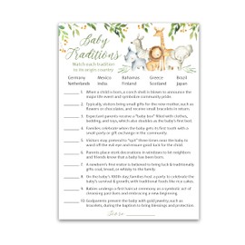 SAFARI ANIMALS Baby Shower Game — BABY TRADITIONS around the World Game — Pack of 25, Country JUNGLE THEME Shower Games, Welcome to the Wild GENDER NEUTRAL, Fun Facts Game Shower Activity G550-BTW
