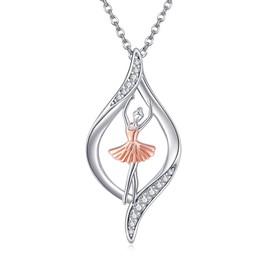CUPENDA Infinity Dance Necklace Sterling Silver Ballet Ballerina Pendant Music Themed Jewelry for Women Dancer
