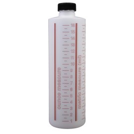 Consolidated Plastics Cylinder Measure Bottle with Cap, HDPE, Natural, 16oz., 12 Piece