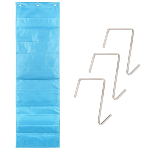 Clear Blue Pocket Chart for Classroom - 10 Pocket Storage
