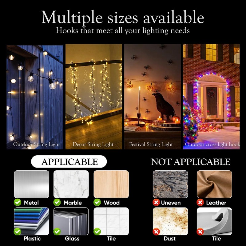 Hooks for Outdoor String Lights Clips: Heavy Duty Cable Clips