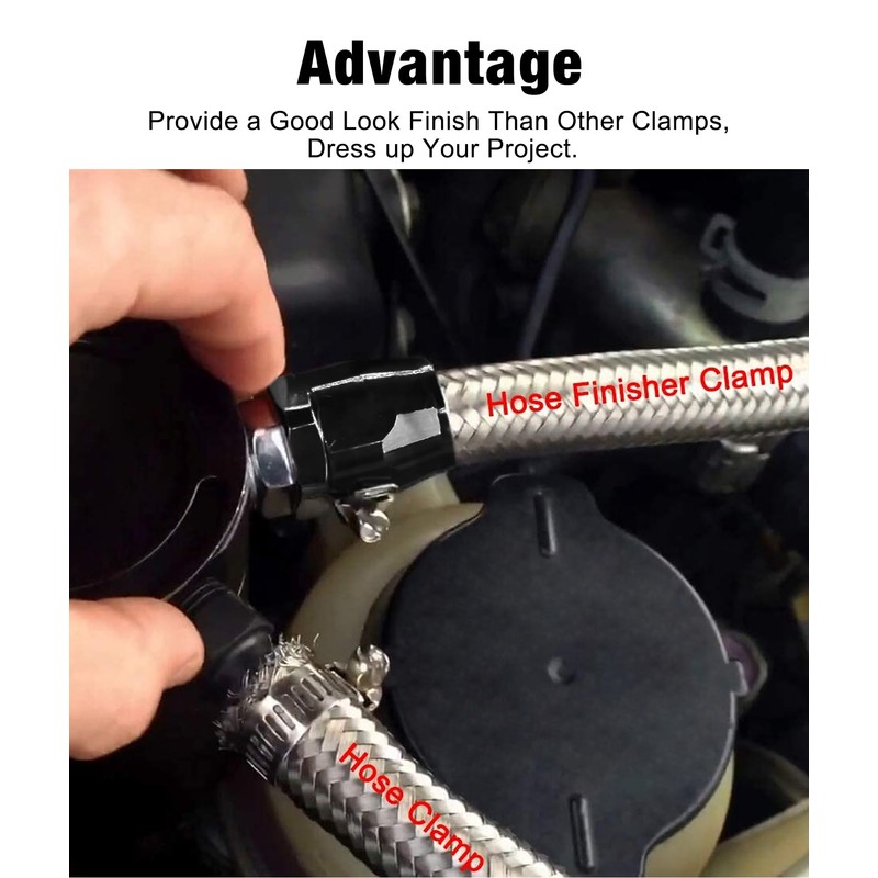 EVIL ENERGY 6AN Hose Finisher Clamp Aluminium Black for Stainless