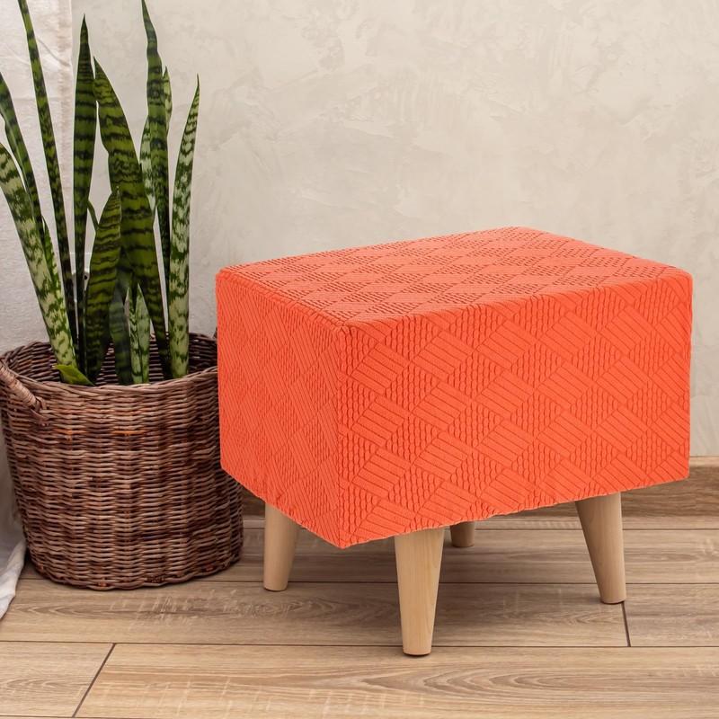 sourcing map Stretch Foot Stool Cover Stripe Square Foot Stool
