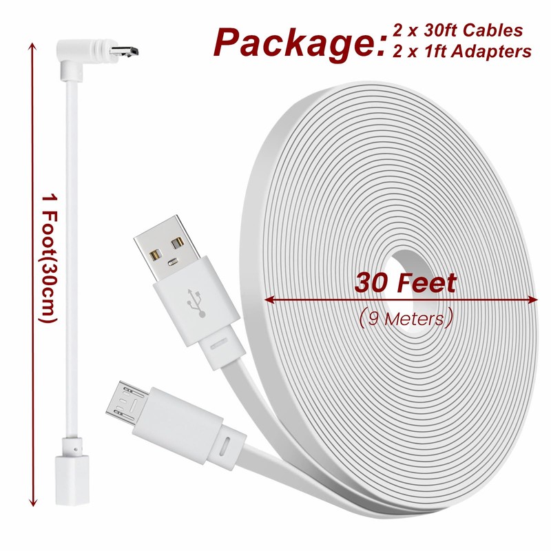 2 Pack 30ft Power Extension Cable Compatible with Wyze Cam