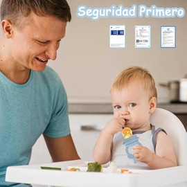 EHRHDKNS Bandeja Congeladora de Alimentos para Bebés Sin BPA, Adecuado para la Introducción Segura de Alimentos, Fruta y Papillas a Partir de los 4 Meses, Fortalece los Dientes del Bebé y le Ayuda a Comer Sano (Azul, Oso)