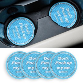 Tioollev 4 PCS Bling Car Cup Coaster, 2.75 Inch Anti-Slip Cup Holder Insert Coasters, Universal Crystal Rhinestone Auto Drink Car Cup Mat, Interior Car Accessories for Women Girls (Light Blue)