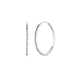 Elli Women's Hoop Earrings Rainbow Colourful Trend with Crystals in 925 Sterling Silver, Sterling silver, Crystal