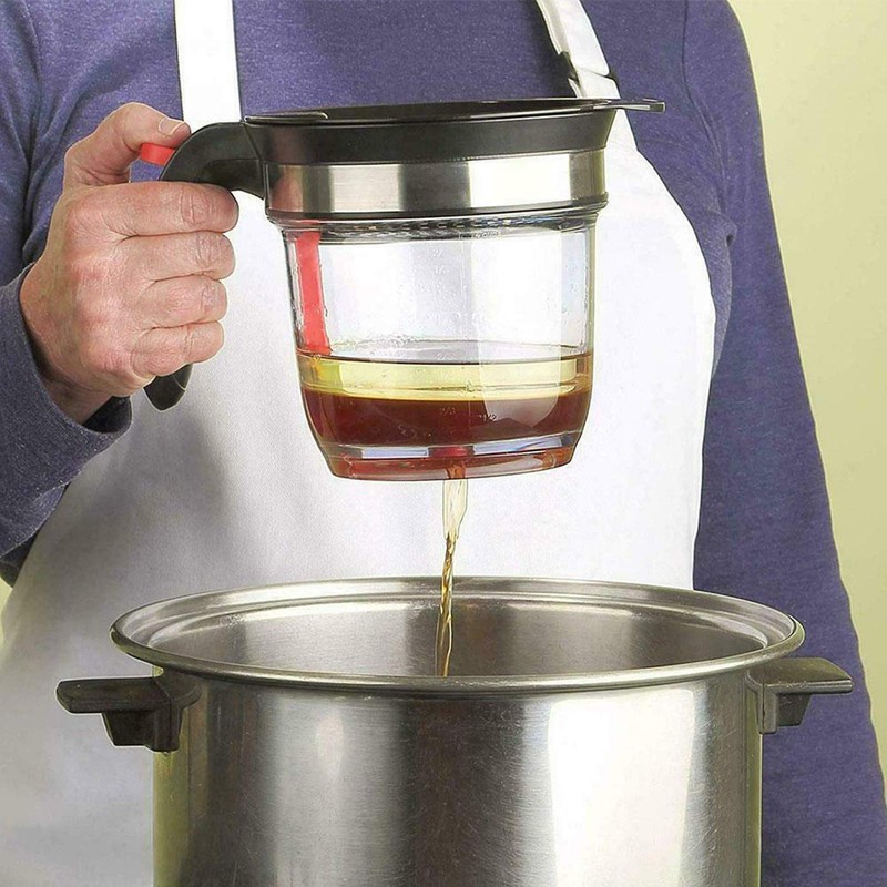 Gravy Fat Separator, With Bottom Release Strainer 1L Grease Separator