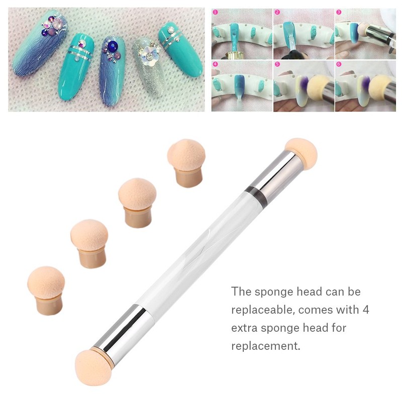 Pincel de sombreado de uñas, 2 colores de doble extremo