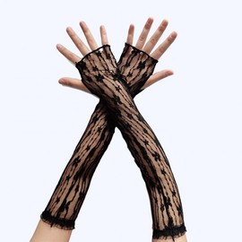 Women's Thin Lace Open Finger Sun Protection Driving & Cycling Arm Sleeves Ice White 10ea