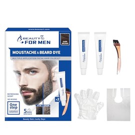 Beauty7 Moustache & Beard Dye, Beard Colouration, Dark Brown Beard Colour, Beard Colour, Beard Dye for Concealing Grey Hair, Permanent Hair Dye, Colour Effect in 5 Minutes