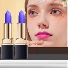 SENANA MARINA 2Pcs Blue Rose Color Changing Magic vitamin E Lipstick Lip Balm Set, Blue Changed into Pink PH Lipstick Lip Color Changing Mood Jelly Tinted Lip Balm Set
