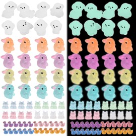 wlertcop 64 Pieces Mini Animals, Mini Resin Animal Figures Set, Mini Animal Luminous Resin Ducks Miniature Figures Small Animal Figures Toy Set for Aquarium Garden Landscape Dollhouse Pot Decoration