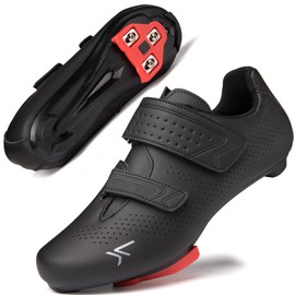Mens Womens Cycling Shoes Compatible with Peloton Road Bike Riding Bicycle Pre-Installed Delta Cleats(1_Black,43)