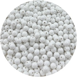 Mulutoo 1000Pieces 6MM Acrylic Round Beads Round Acrylic Balls Chunky Beads Smooth Spacer Plastic Pastel Beads Craft Beads for Necklace and Bracelet Making Crafting Supplies(176-white)