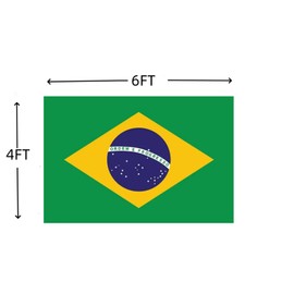 Brazil Flag 4X6 FT, Outdoor Polyester Flags, Braziian National Flags - Double Stitched with Brass Grommets and Stronger Header. (4X6)