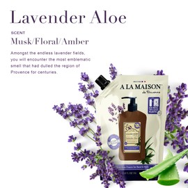 A LA MAISON French Liquid Hand Soap RefilL - Natural Hand Wash Made with Essential Oils - Biodegradable, Plant-Based, Vegan, Cruelty-Free (33.8 Fl Oz Pouch (3 Pack), Lavender Aloes)